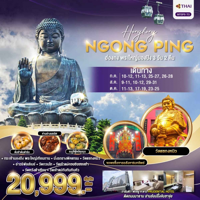 ทัวร์ฮ่องกง พระใหญ่นองปิง 3 วัน 2 คืน โดยการบินไทย