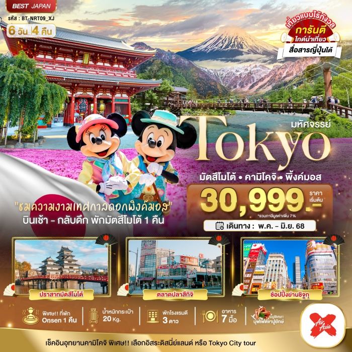 มหัศจรรย์ TOKYO มัตสึโมโต้ คามิโคจิ พิ้งค์มอส 6 วัน 4 คืน