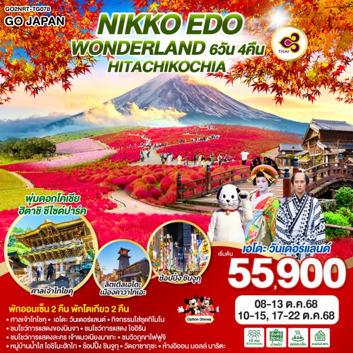 ทัวร์ญี่ปุ่น NIKKO EDO WONDERLAND HITACHIKOCHIA 6D 4N โดยสายการบินไทย [TG]