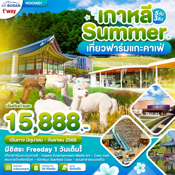 ทัวร์เกาหลี Wonder Korea Summer เที่ยวฟาร์มแกะ คาเฟ่ 5 วัน 3 คืน (Air busan)